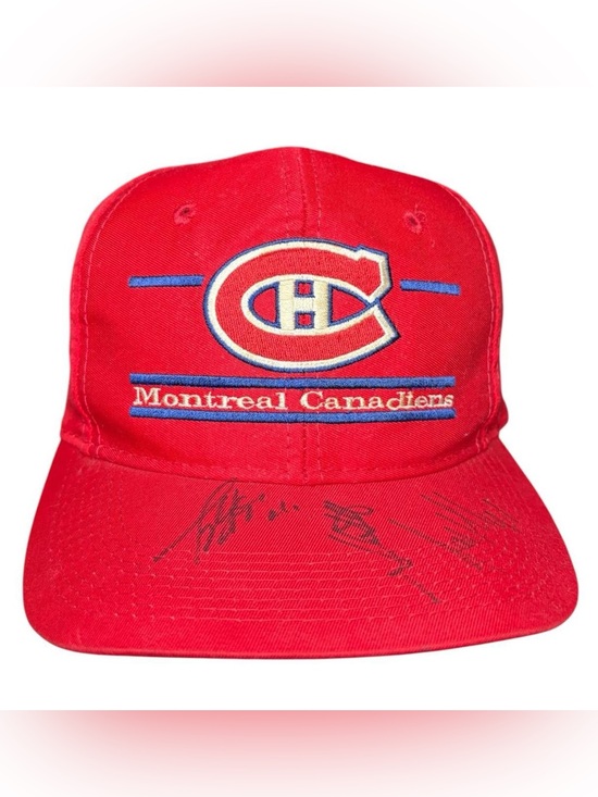 The Game Other - Vintage Montreal Canadiens The Game Split Bar Hat Jocelyn Thibault Signed Hat